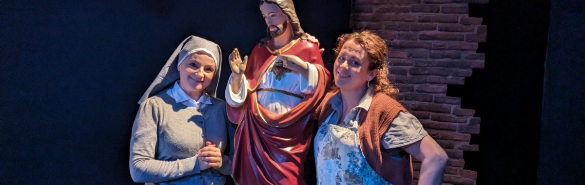 Rehearsal shot Two actresses sacred heart peter sheridan